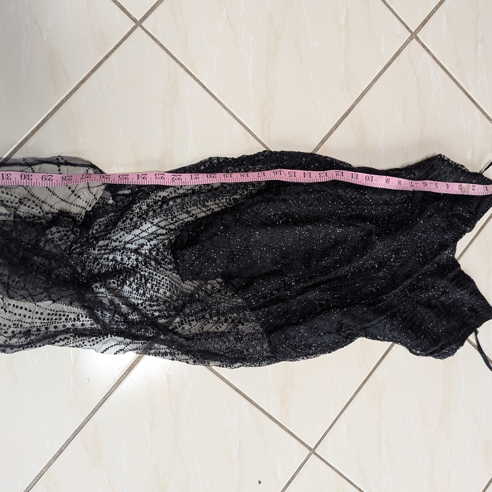 Fashion Nova Black Sheer Lace Sparkle Chemise